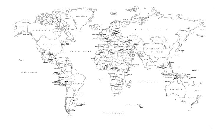 Labelled World Map Printable
