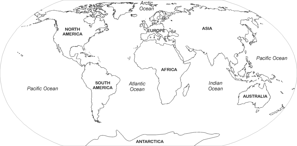 Outline Map of World With Names