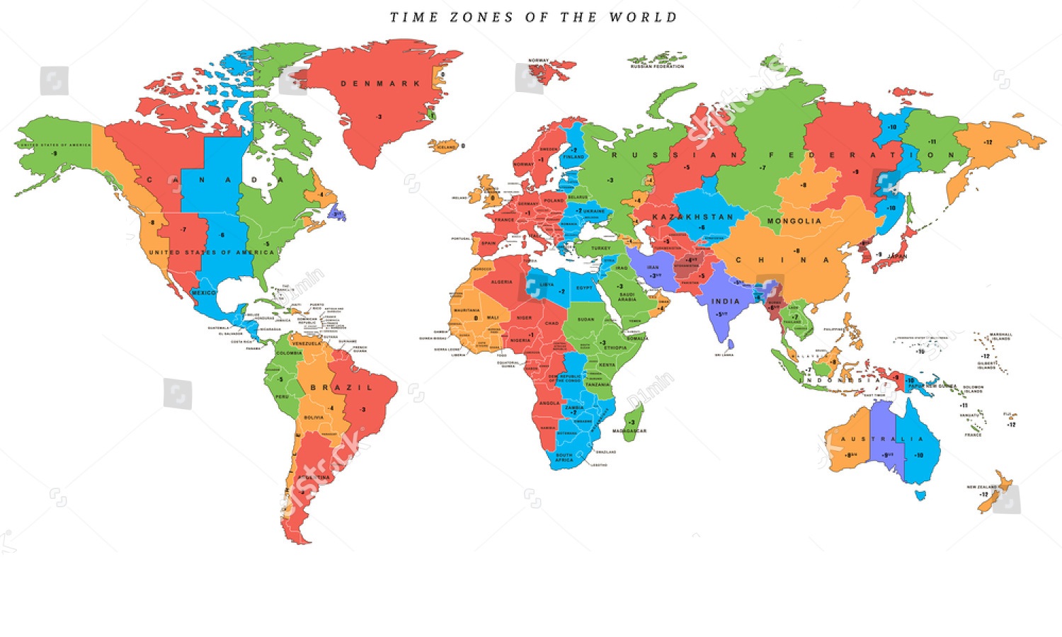 World Map Of Time Zones Printable