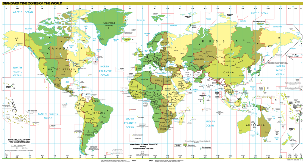 World Time Zones Map PDF
