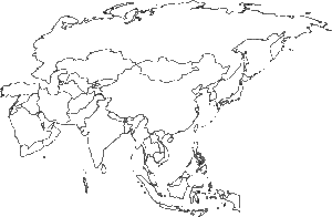 Blank Physical Map of Asia
