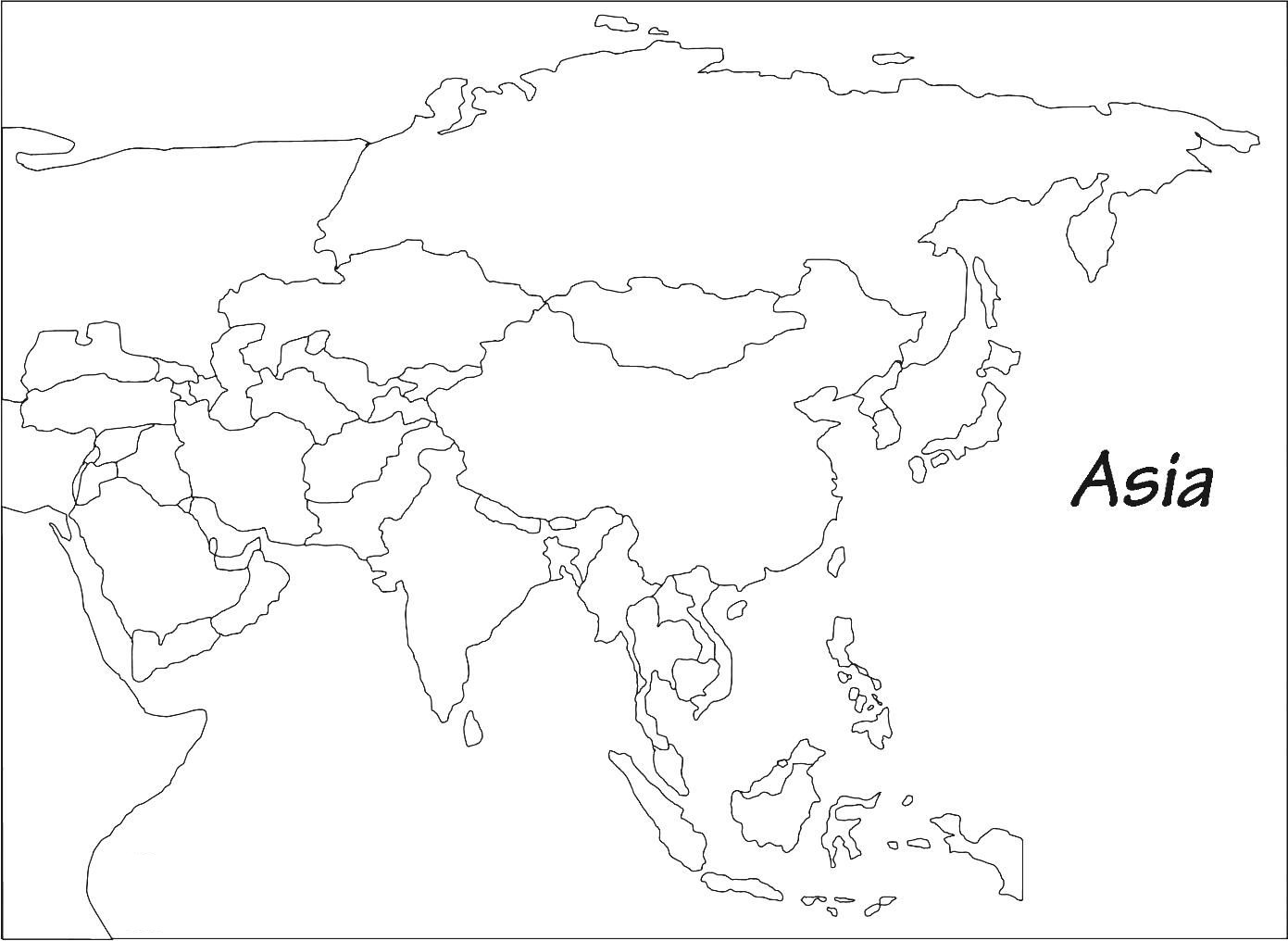 Free Detailed Printable Blank Map Of Asia Template PDF 