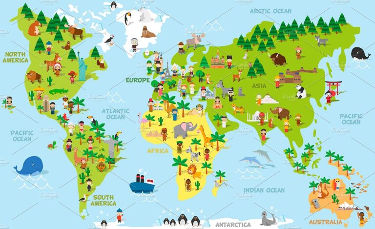 Free Blank Printable World Map For Kids &amp; Children [PDF]