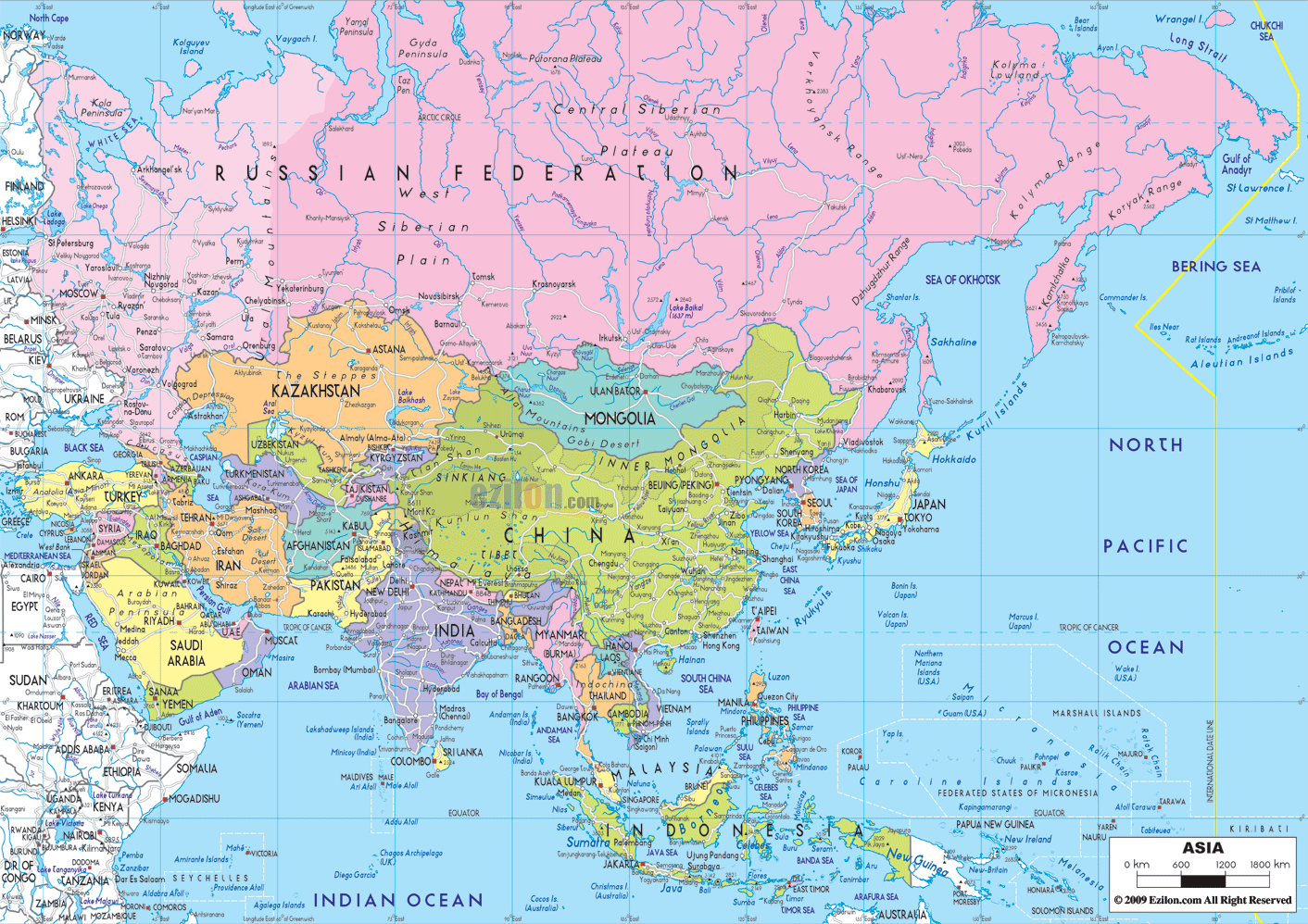 Asia Political Map With Capitals Asia Political Map With Capitals