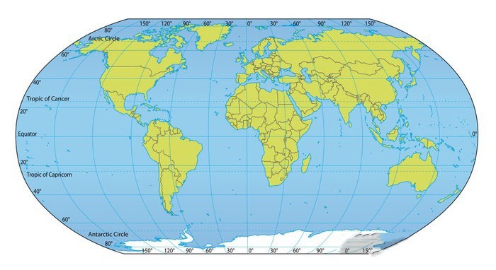 Map of World with Coordinates