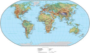 World Map with Coordinates and Countries