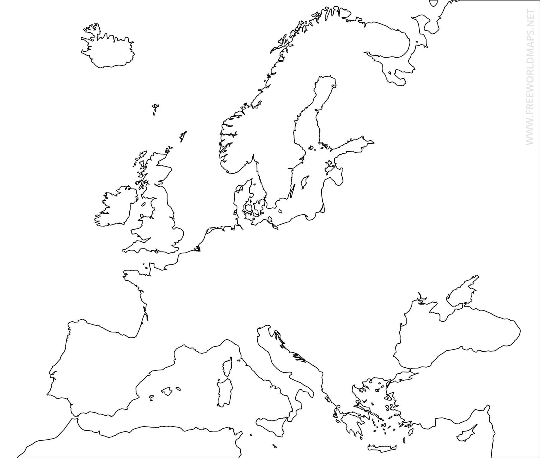 Free Printable Blank Map of Europe in PDF [Outline Cities]