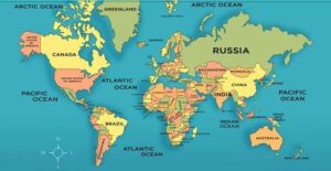 Detailed World Map With Countries in PDF