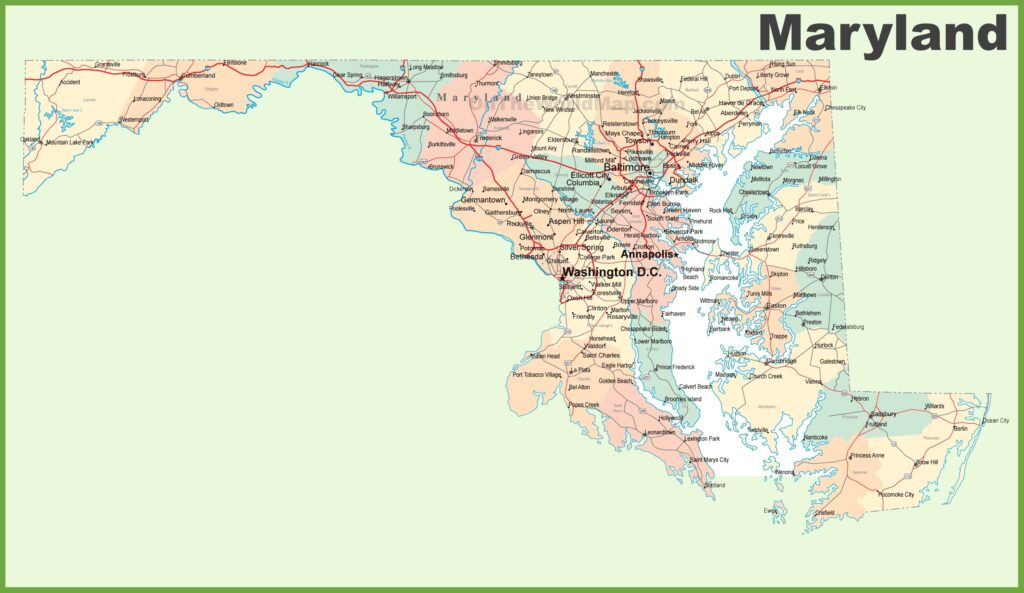 Labeled Maryland Map