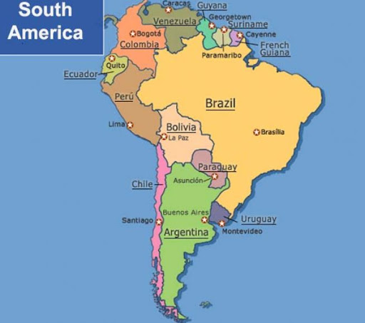 Labeled South America Map With Capitals World Map With Countries Labeled South America Map With Capitals World Map With Countries