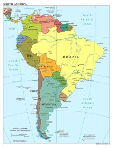 Labeled South America Map with Countries