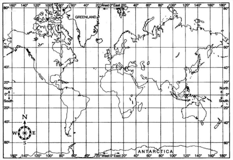 Free World Map With Longitude And Latitude Printable PDF World Map With Longitude And Latitude 768x530 